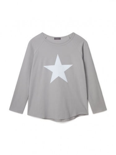Tasha Dove Grey Top with White Star Logo by ChalkUK